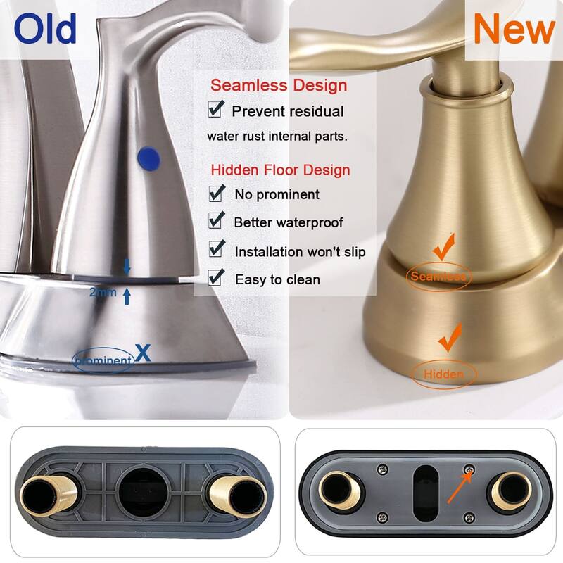 4 Inch Centerset Bathroom Sink Faucet Dual Handle Bathroom Faucet with 360°Swivel Spout Vanity Tap with Pop Up Drain