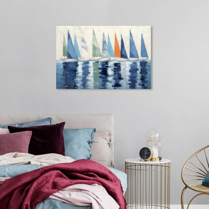Wynwood Studio Canvas Nautical and Coastal View of the Sailboats Blue and Nautical & Coastal Wall Art Canvas Print - 36 x 24