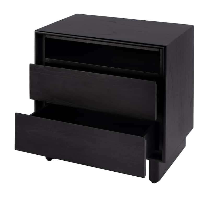 Halmstad 24 in. W Wood Panel 2 Drawer Nightstand with Soft-Closing Drawers