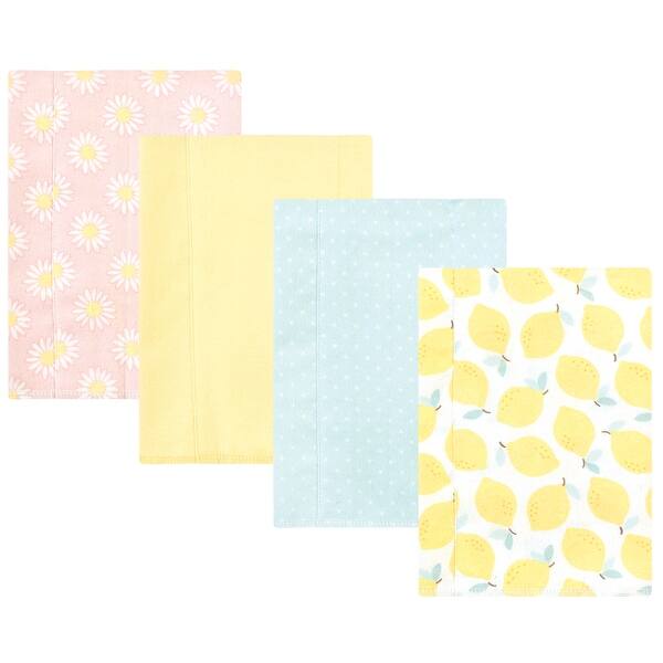 slide 1 of 1, Hudson Baby Infant Girl Cotton Flannel Burp Cloths, Lemon Daisy 4 Pack, One Size - Lemon Daisy 4 Pack - One Size One Size - Lemon Daisy 4 Pack