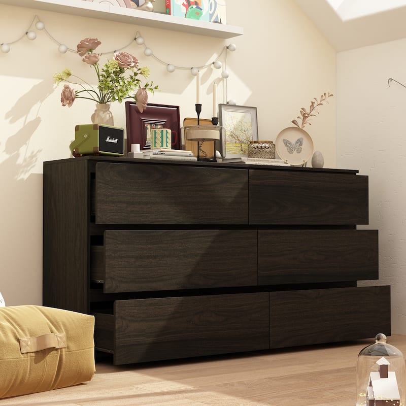 Premium 59-inch 6 Drawers White Floor Double Dresser by Kerrogee