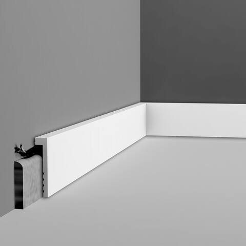 Orac Decor High Impact Polystyrene Baseboard Moulding Primed White 3-7/8in H x 78in Long