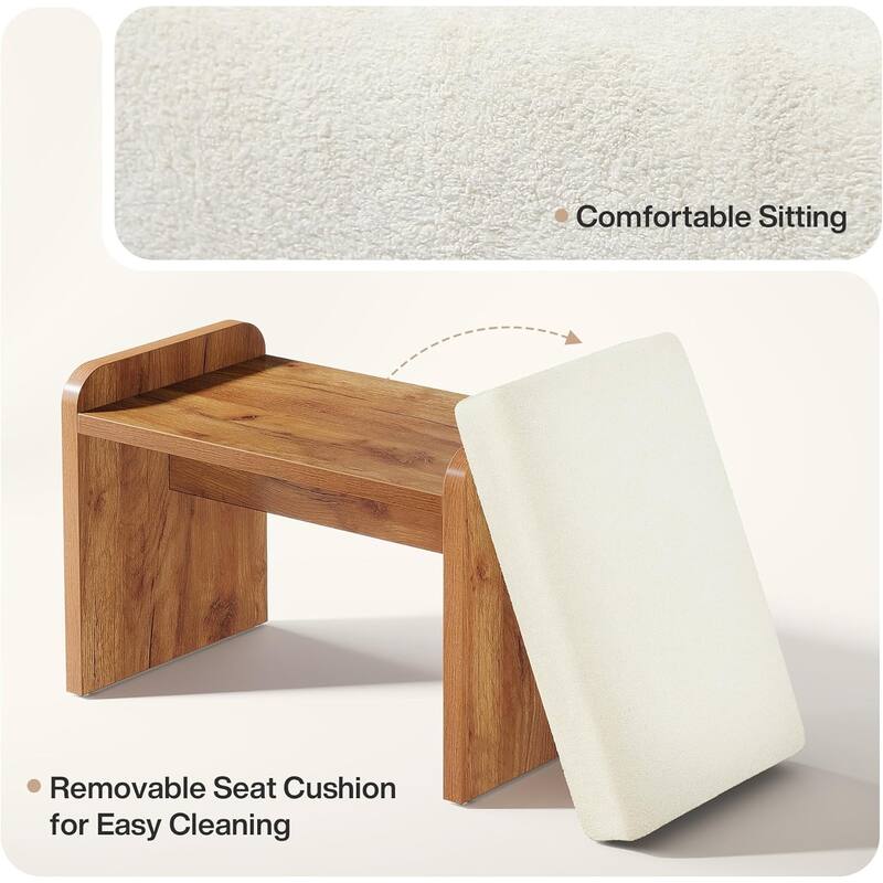 Upholstered Stool, Modern Footstool with Removable Cushion, Dressing Chair Small Ottoman Bench