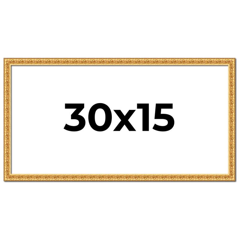 30x15 Frame Gold Real Wood Picture Frame Width 1 inches | Interior