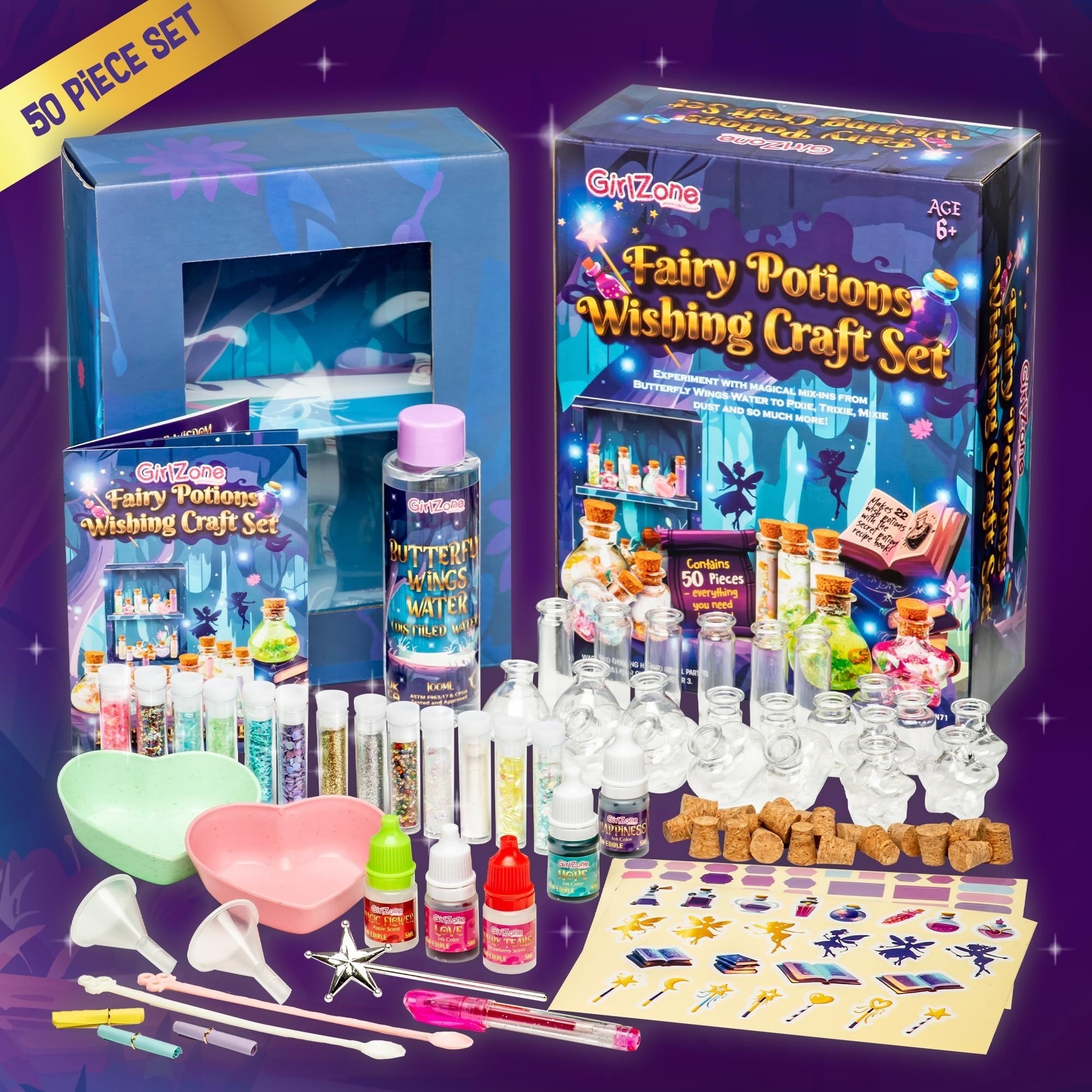 GirlZone Fairy Potions Wishing Craft Set - 50 Magical Piece - Bed