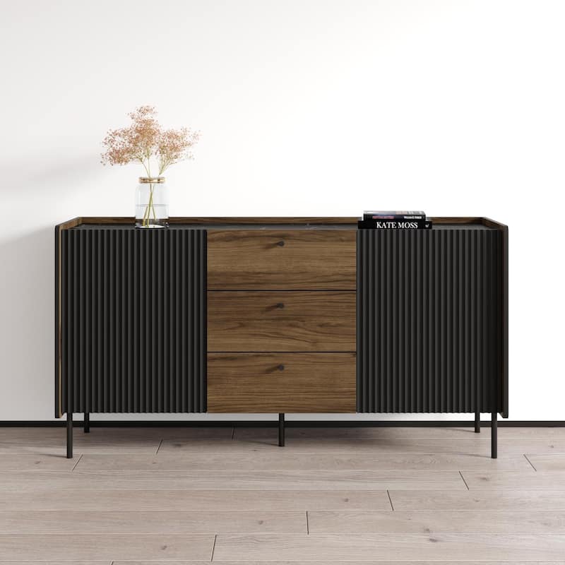 Brandy 2D3S Sideboard - Walnut/Black