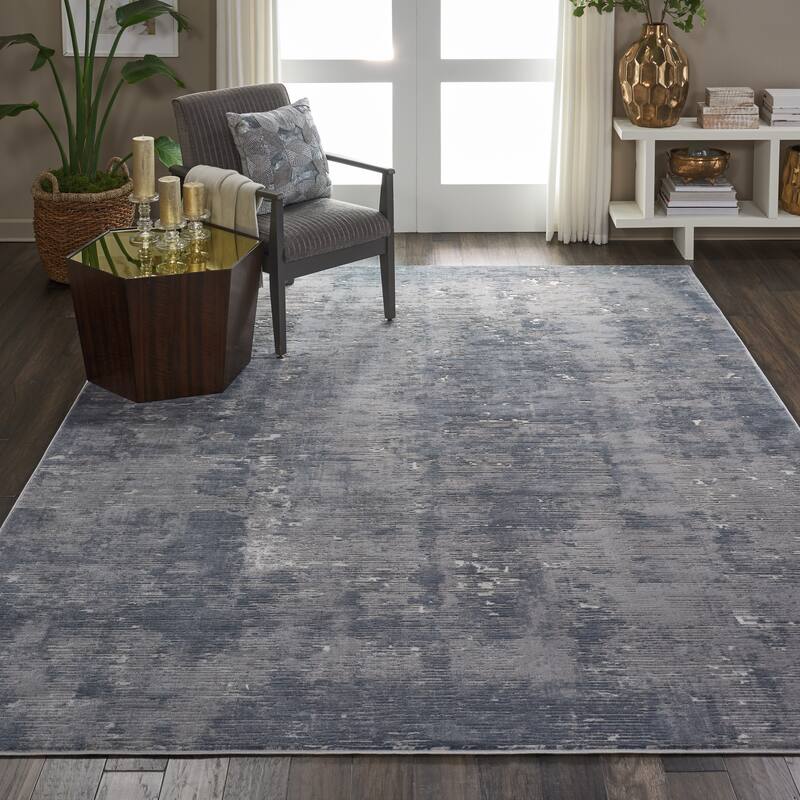 Rustic Textures Modern Transitional Abstract Area Rug - 9'3" x 12'9" - Grey - Runner/Rectangle