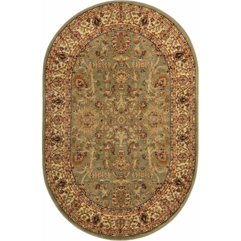 Traditional Eefrulhull Collection Area Rug - Light Green - 4'1"x6'1" Oval