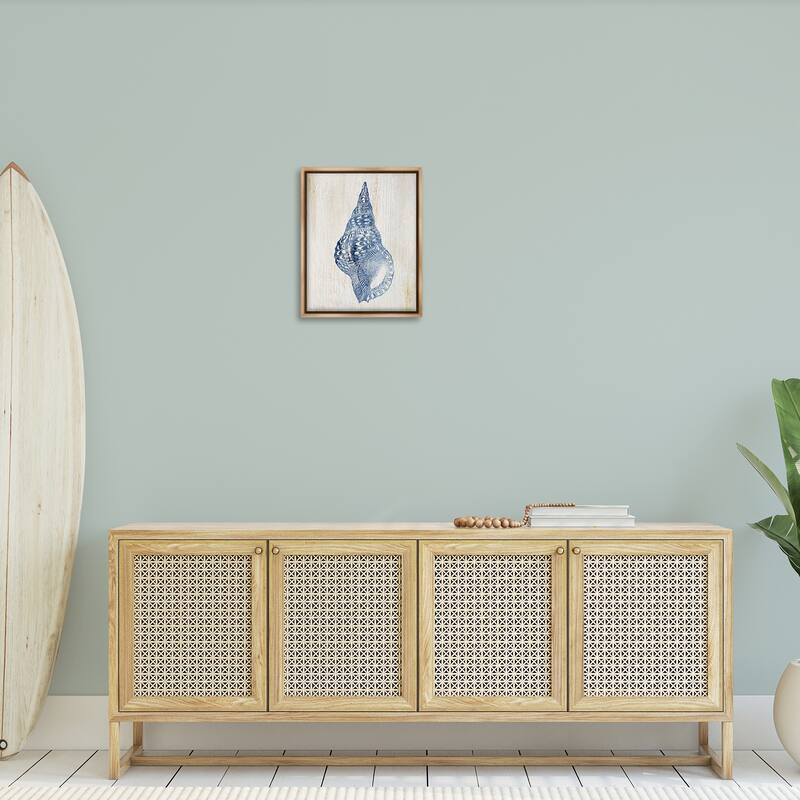 Stupell Tranquil Blue Shell Framed Floater Canvas Wall Art Design By Susan Arnot