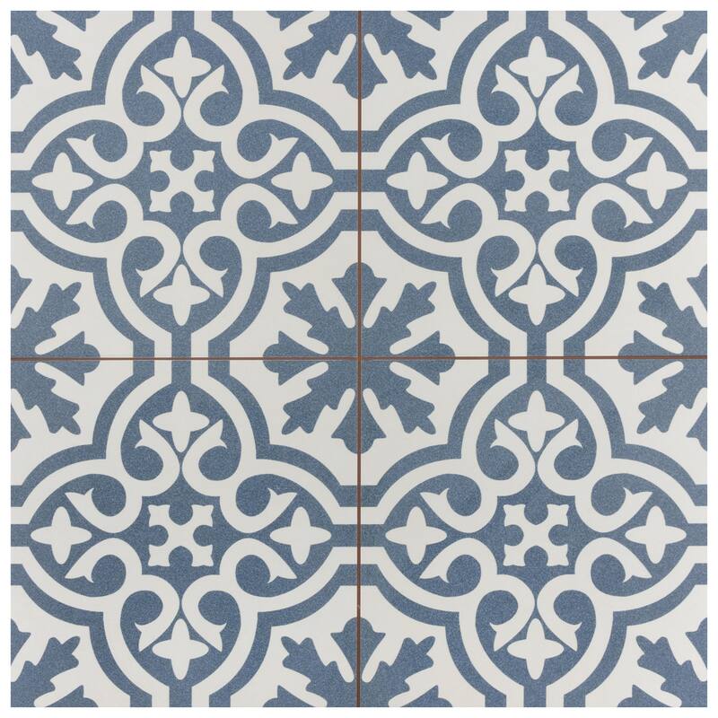 Merola Tile Berkeley Blue 17-5/8" x 17-5/8" Ceramic Floor and Wall Tile