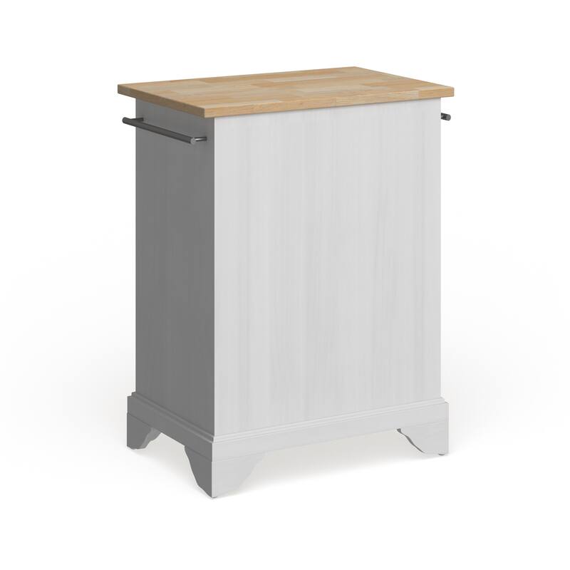 Crosley Lafayette Natural Wood Top Portable Kitchen Island in White Finish - 18"d x 31"w x 35"h