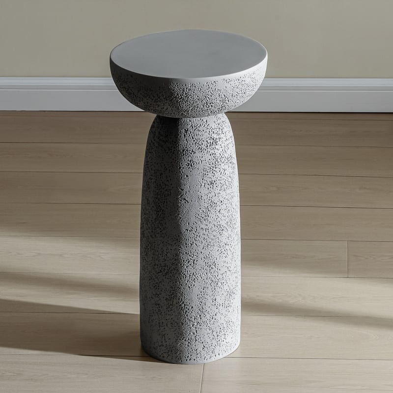Travertine Stone Finish End Table Accent Side Table