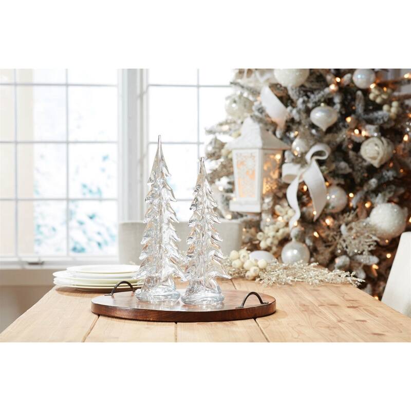 Clear Glass Pine Tree (Set of 2) - N/A