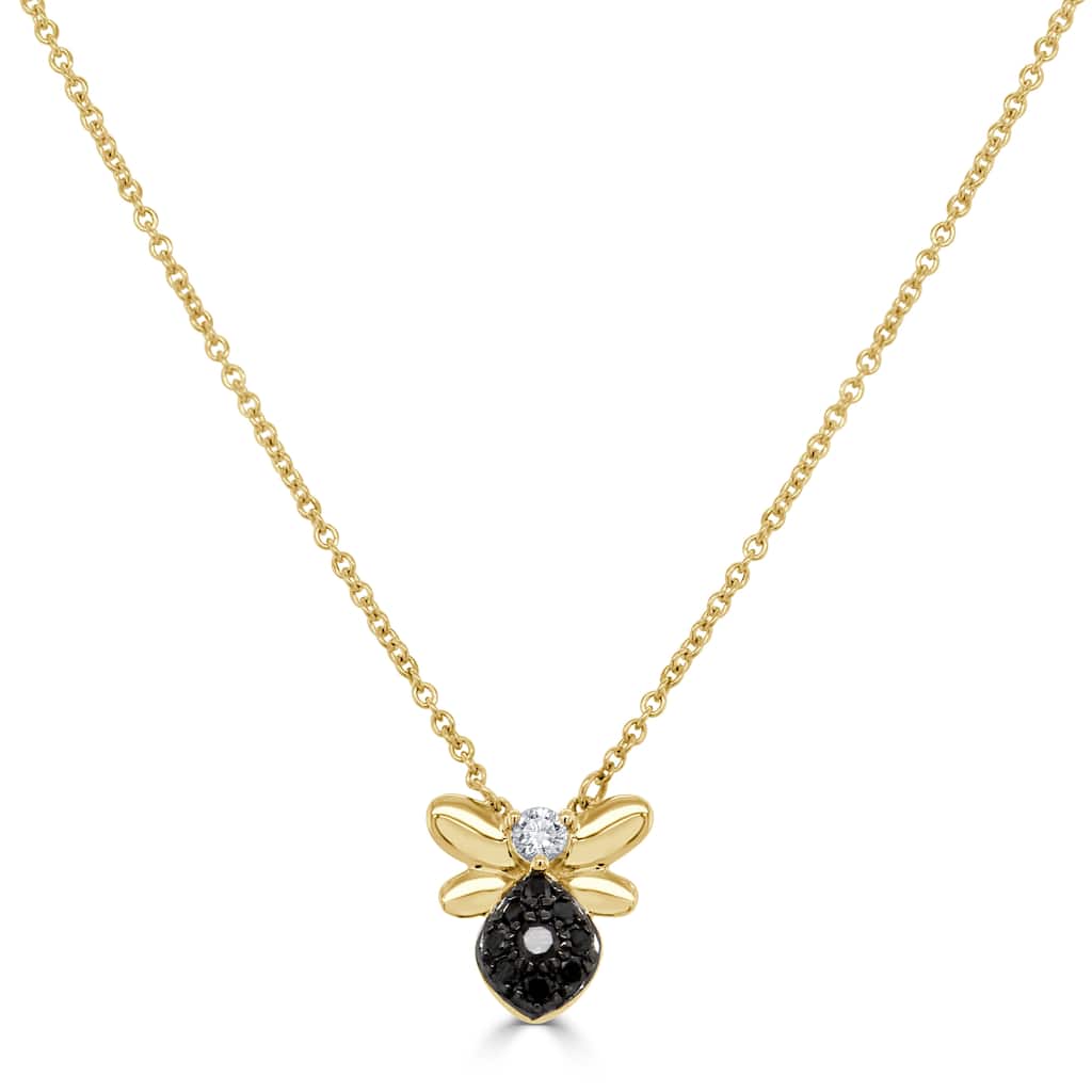 Joelle Collection Diamond Bumble Bee Necklace 14K Gold 0.20ct