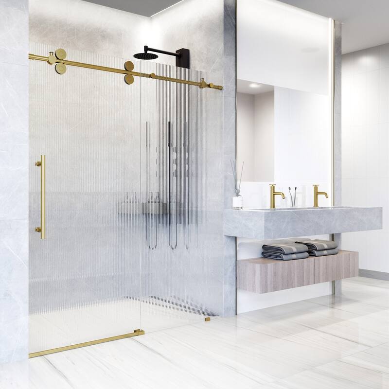 VIGO Elan 56" to 60" W x 74" H Frameless Sliding Shower Door