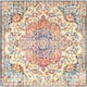Hal Vintage Boho Traditional Pink Medallion Area Rug - 6'7" Square - Pink/Blue