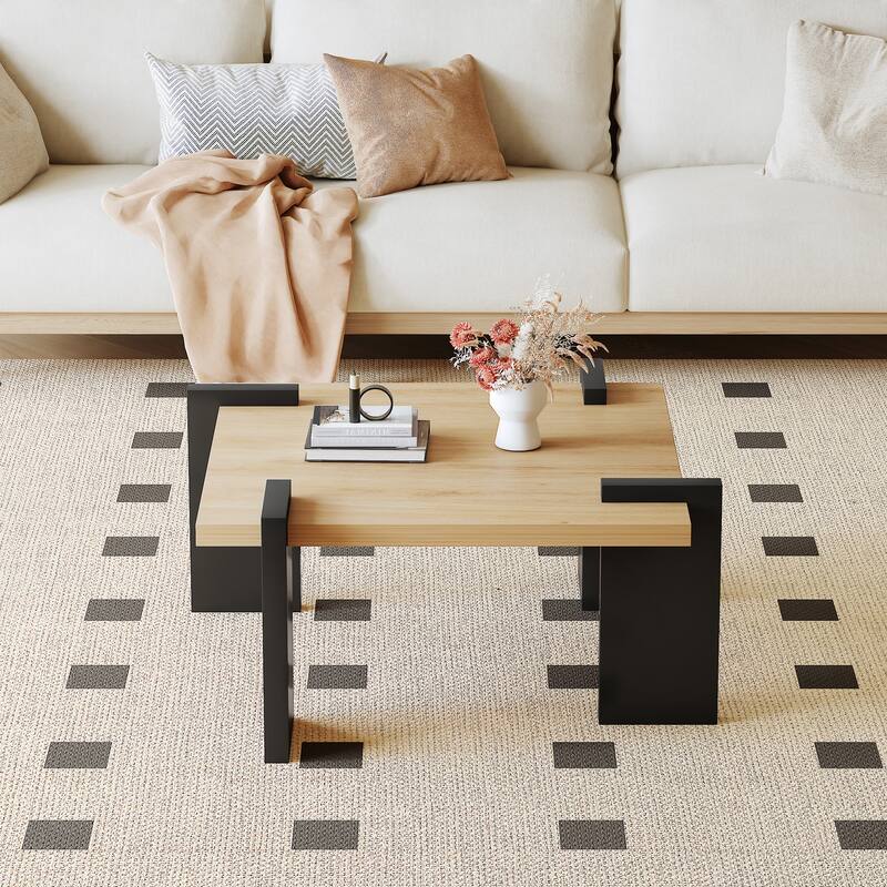 Natural Wood Cocktail Table Dining Table Sofa Table, Center Table Coffee Table Side Table for Living Room