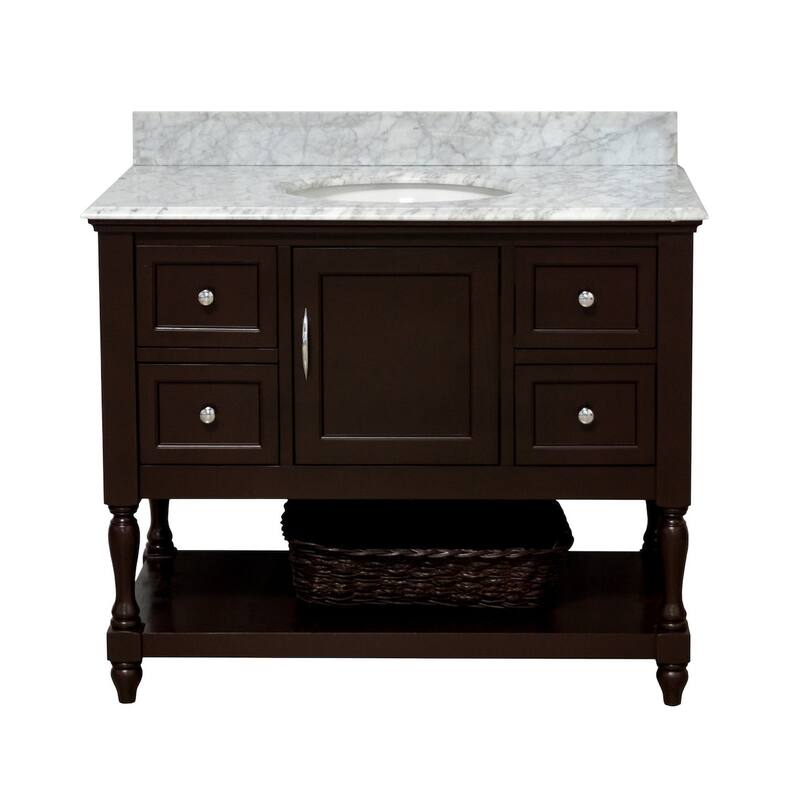 KitchenBathCollection Beverly 42" BathroomVanity w/ Carrara Marble Top