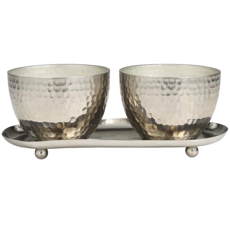 Metal Scented Hammered 10 oz 1 Wick Decorative Candle with White Wax - Set of 2 Gold, Silver, Copper - Roche River Decor