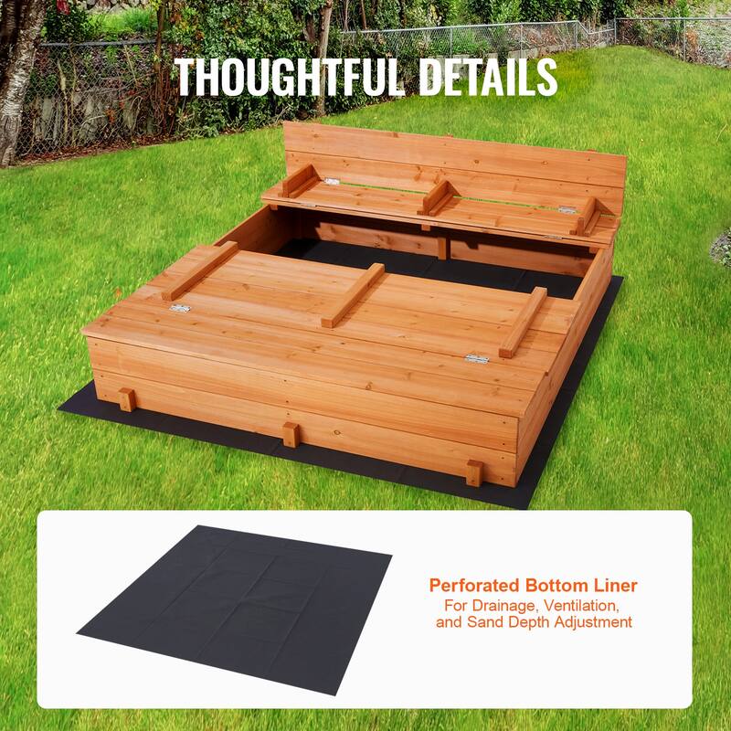 Sandbox with Cover for Outdoor Backyard, Beach, Park, Gift for Boys Girls Ages 3-12