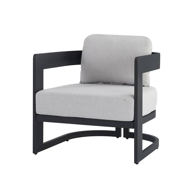 Roomfitters Elvis Outdoor Aluminum Club Chair with Olefin Cushions, Rust Resistant, Dark Grey - Single Unit - Dark Grey,Light Grey