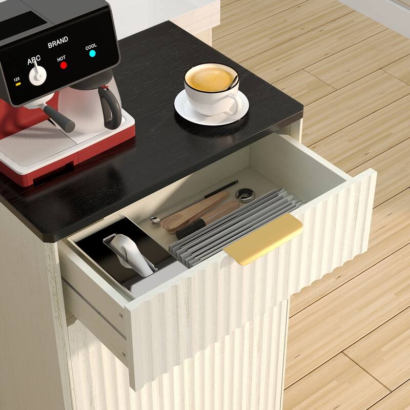 Homy Casa Farmhouse Double Tilt-Out Trash Cabinet, 20/10 G Recycling Bin, Barn Door Laundry Sorter with Drawer, Kitchen Tilt Out