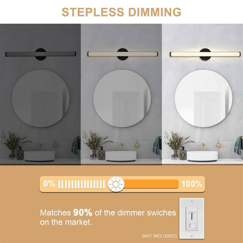 Modern 30" Black LED Bathroom Light