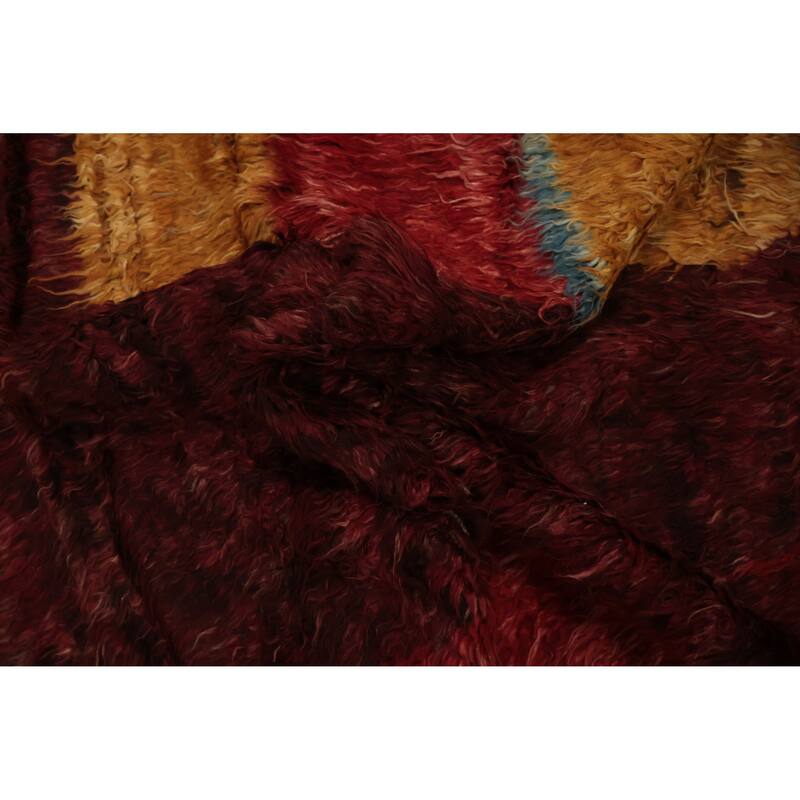Hand Knotted Oriental 100% Wool Carpet Modern Tribal Red Moroccan Area Rug - 12' 1'' X 8' 11''