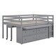 preview thumbnail 117 of 144, Twin/Full Size Low Loft Bed with Retractable Writing Desk and 4 Drawers, Wooden Loft Bedframe w/ Lateral Portable Desk & Shelves