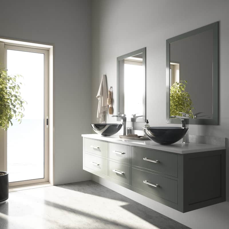 VIGO Giovanni 17"L x 17"W x 6"H Glass Round Vessel Bathroom Sink