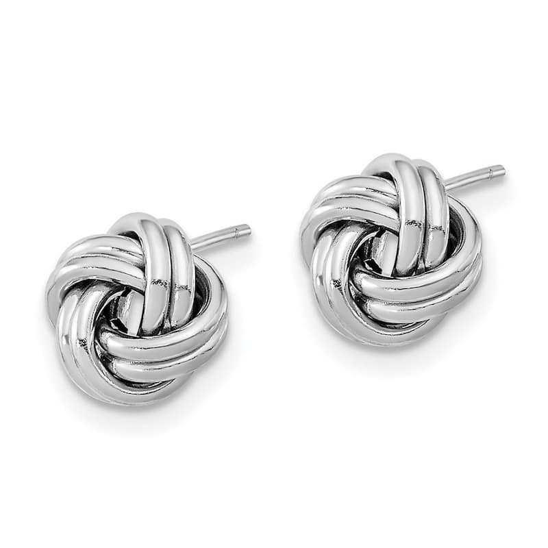 Curata 14k White Gold 9mm Polished Double Love Knot Post Earrings