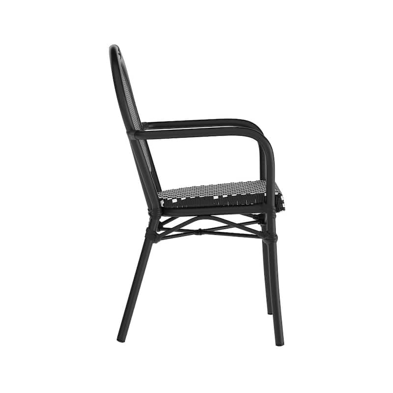 4 Pack All-Weather Commercial Paris Chairs with Arms and metal Frames