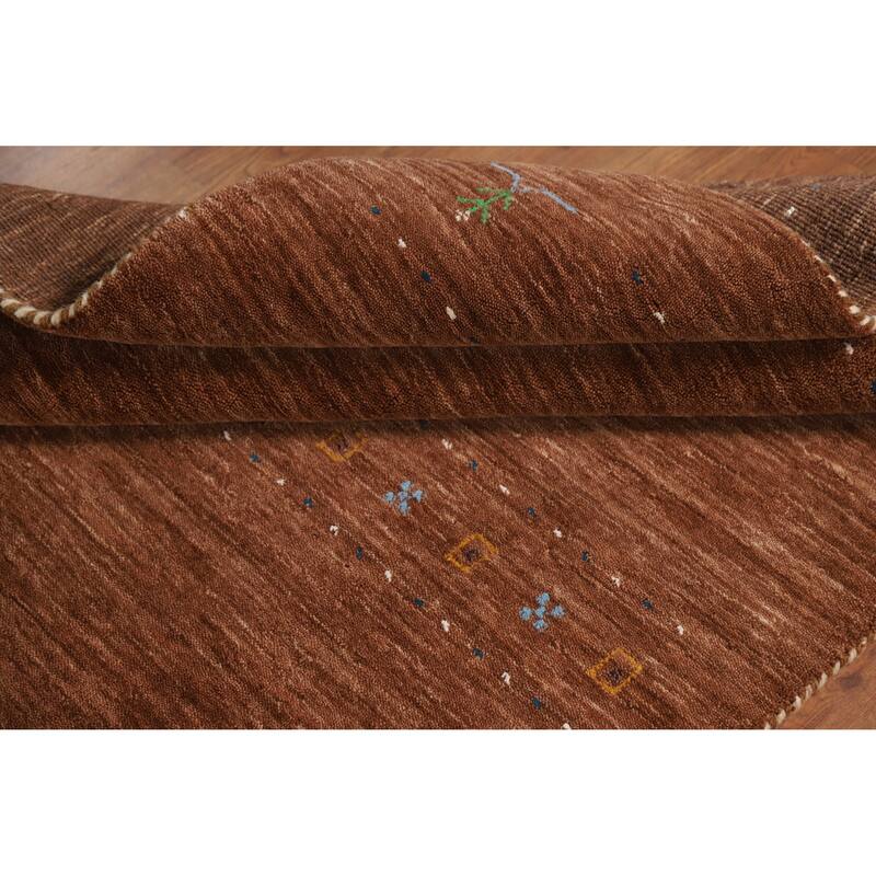 Hand Knotted Oriental 100% Wool Carpet Tribal Tribal Brown Gabbeh Area Rug - 5' 10'' X 4' 0''