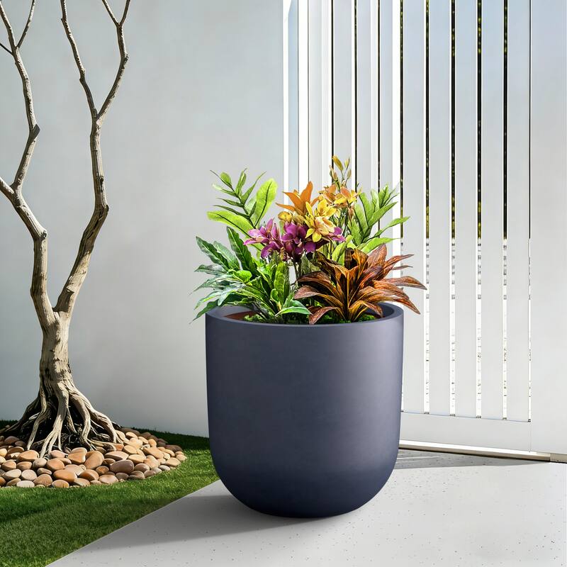 Upgraded Interior Concrete Round Planter with Drainage Holes