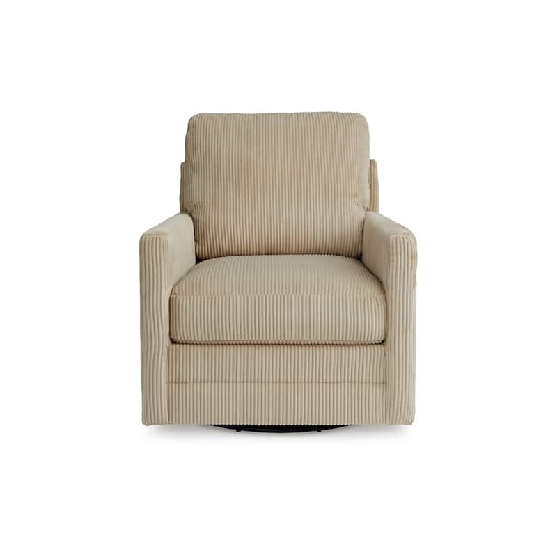 Lipo Swivel Accent Chair, Beige Corduroy, 30 Inch, Plush Cushions