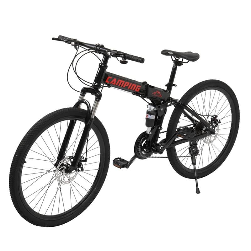 [Camping Survivals] 24-Inch 21-Speed Folding Mountain Bike Black