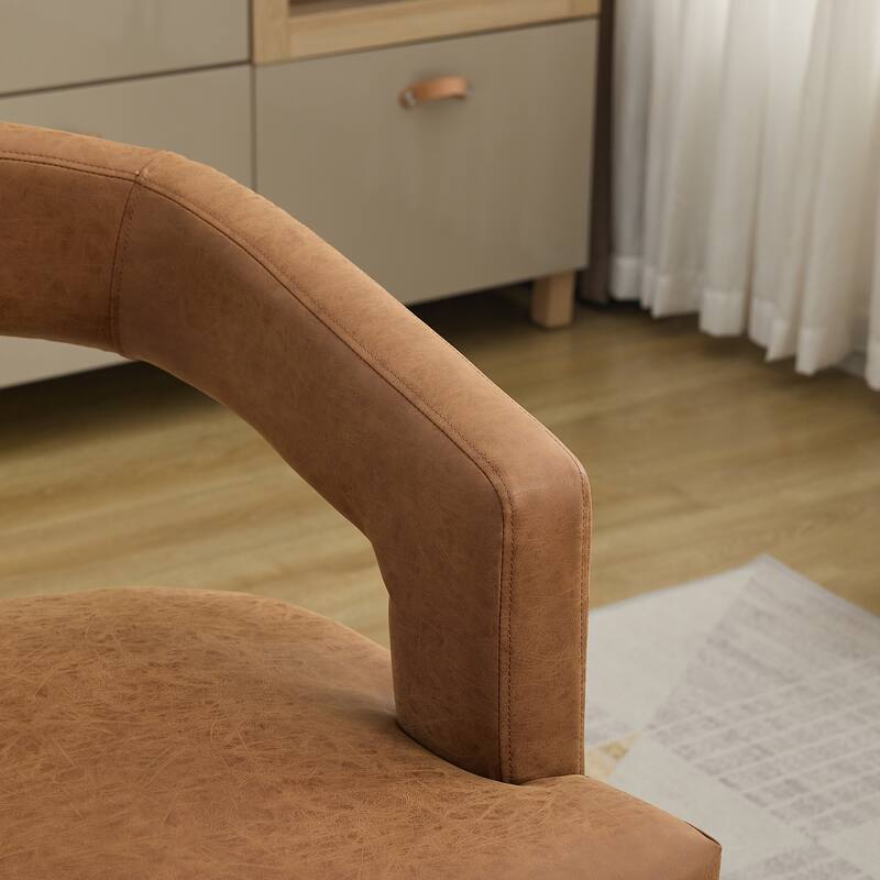 Roomfitters Barrel Accent Chair, Open Back Upholstered Dining Chair with Weathered Wood Legs for Dining Room or Living Room