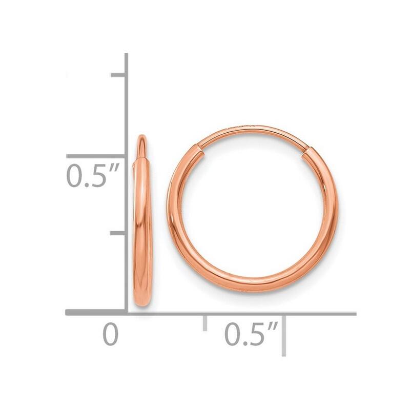 Curata 14k Rose Gold Polished Endless Hoop Earrings - 13.5x13.8mm