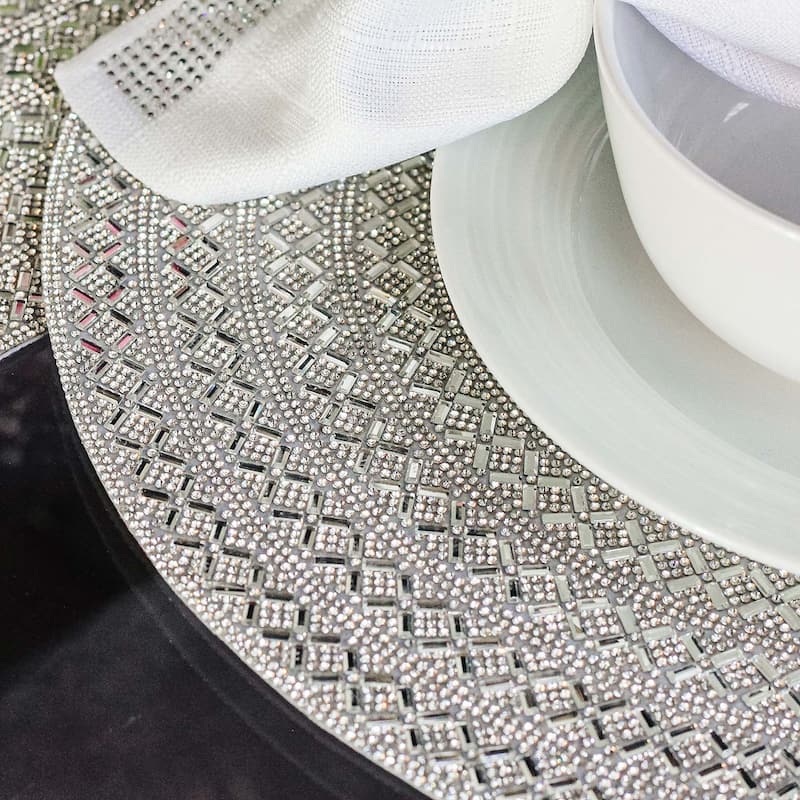 Sparkles Home Madison Avenue Round Rhinestone Placemat