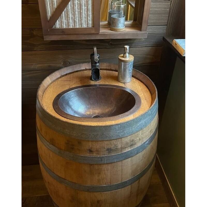 16" Oval Copper Bathroom, Wine & Whiskey Barrel Sink by SimplyCopper
