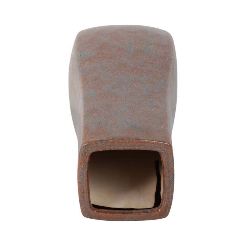 Metal Vase Geometric Textured Design and Sculptural Curved Silhouette