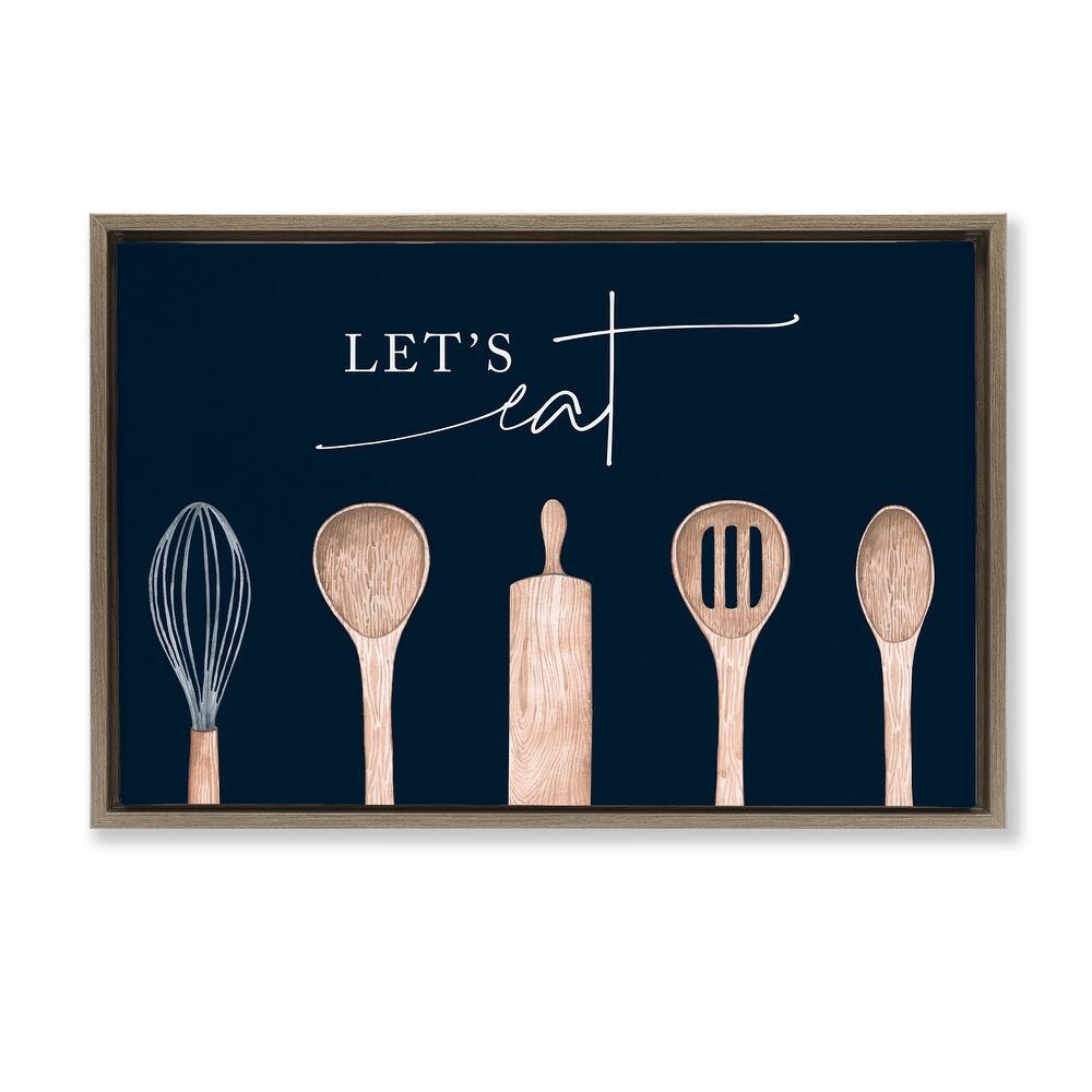 Stupell Let's Eat Kitchen Utensils Framed Floater Canvas Wall Art Design By Lux + Me Designs