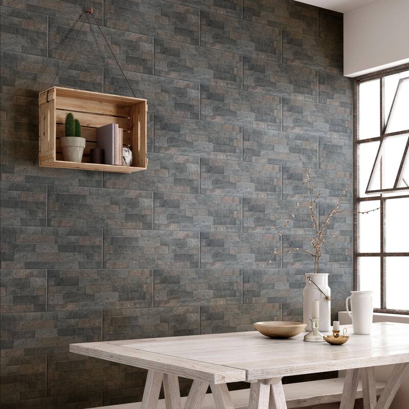 Merola Tile Irazu Antracita 7-7/8" x 23-1/2" Porcelain Wall Tile