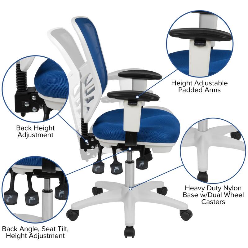 Mid-back Blue Mesh Adjustable Ergonomic Office Chair