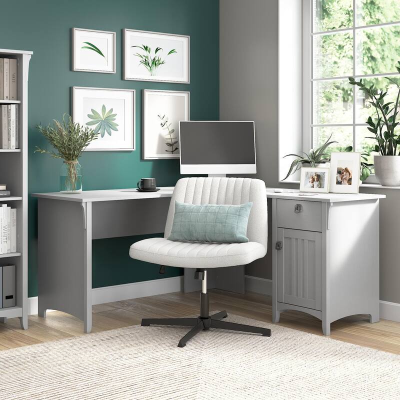 Bush Furniture Salinas 60W L Shaped Desk with Drawers and Storage