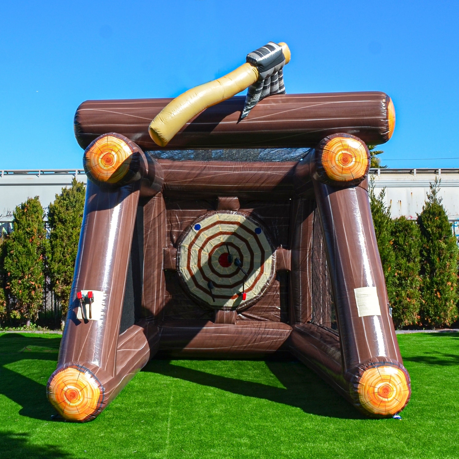 XJUMP 13 FT Commercial Grade Inflatable Axe Throwing Game with 6 Foam Axes, Target Challenge Game for Indoor Outdoor Fun