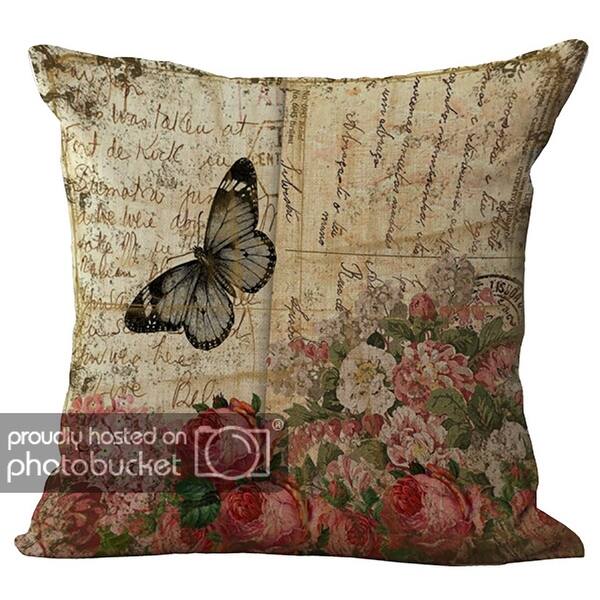 Shop Floral Butterfly Printed Cushion Cover Chezmax Cotton Linen