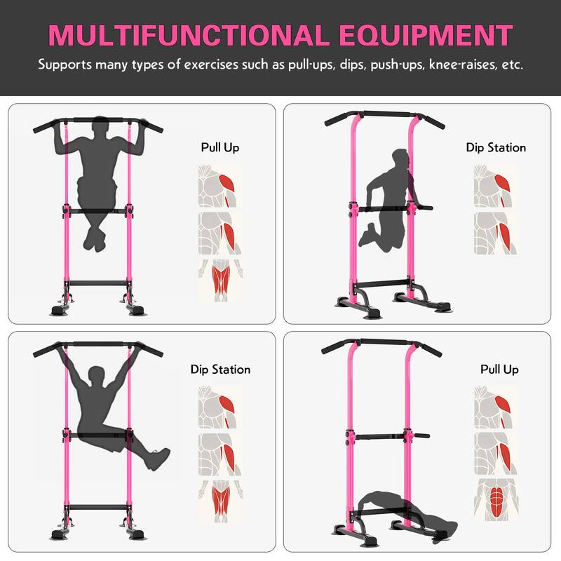 Adjustable Height Power Tower Pull Up Bar Station Home Gym Workout Equipment