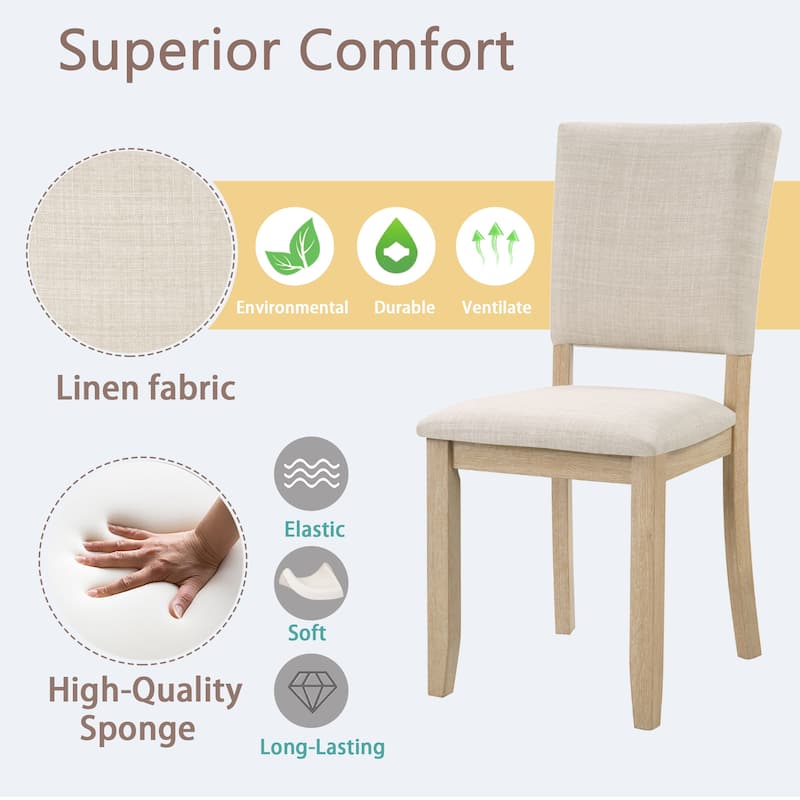 GDFStudio - Silken Minimalist Upholstered Ergonomical Curved Backrest Dining Chairs, Padded Seat, Set of 4