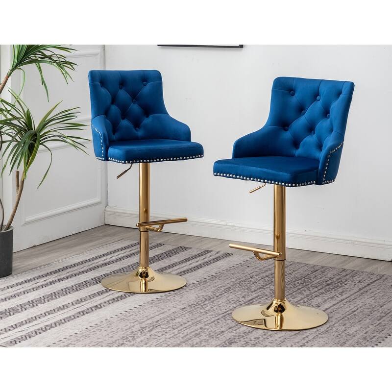 Best Master Furniture Adjustable Swivel Bar Stools with Gold Base (Set of 2)